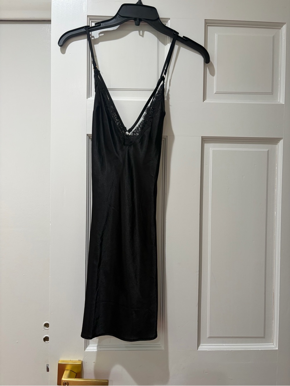 Victoria's Secret Black Lace-Trim Satin Slip